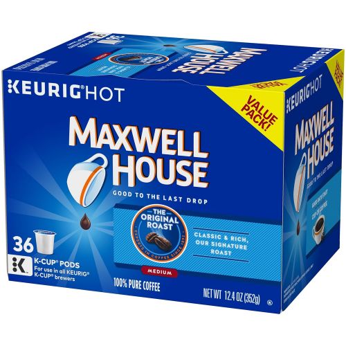  MAXWELL HOUSE, Original Roast Coffee, K-Cup Pods, 36 Count, 12.4 Oz, (Pack of 4)