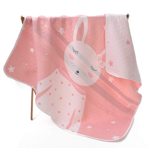  MAXWXKING 3 Layers Cotton Gauze Baby Unisex Muslin Swaddle Blanket Comfortable Bath Towel Comforter Quilt for Toddler Newborn -Thick Soft and Absorbent 43X43 inch (Rabbit Pink)