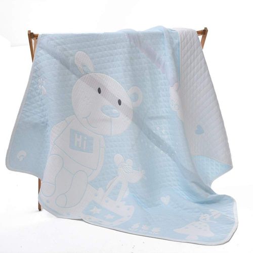  MAXWXKING 3 Layers Cotton Gauze Baby Unisex Muslin Swaddle Blanket Comfortable Bath Towel Comforter Quilt for Toddler Newborn -Thick Soft and Absorbent 43X43 inch (Bear and Mouse Blue)