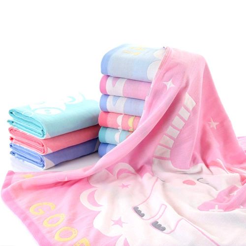  MAXWXKING 1 Piece Cotton Swaddle Toddler Blanket Kids Plush Sleep Comforter Baby Unisex Bath Towels Cartoon Animal Bathrobe Shower Towel 3 Layers Gauze Soft and Absorbent 43X43 inc