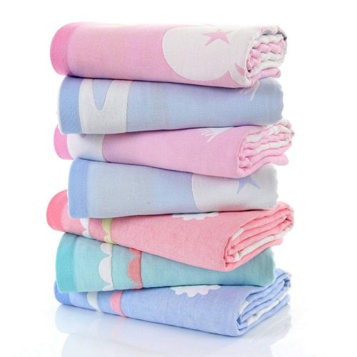  MAXWXKING 1 Piece Cotton Swaddle Toddler Blanket Kids Plush Sleep Comforter Baby Unisex Bath Towels Cartoon Animal Bathrobe Shower Towel 3 Layers Gauze Soft and Absorbent 43X43 inc