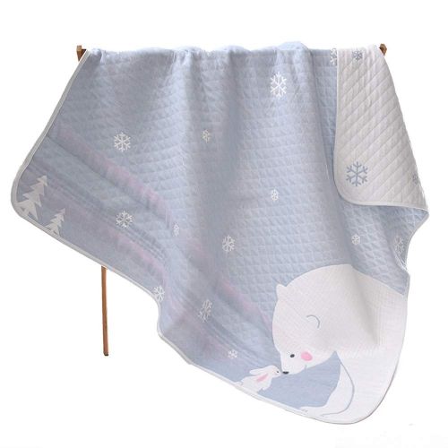  MAXWXKING 3 Layers Cotton Gauze Baby Unisex Muslin Swaddle Blanket Comfortable Bath Towel Comforter Quilt for Toddler Newborn -Thick Soft and Absorbent 43X43 inch (Bear and Rabbit Grey)