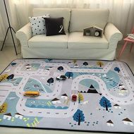 MAXYOYO Play Mat for Baby Grey Area Rug Foam Play Mat Living Room Floor Mats Baby Crawling Mats Climbing Pad Nursery Rug Carpet, Village, 59 by 79 Inches