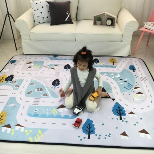  MAXYOYO Play Mat for Baby Grey Area Rug Foam Play Mat Living Room Floor Mats Baby Crawling Mats Climbing Pad Nursery Rug Carpet, Village, 59 by 79 Inches
