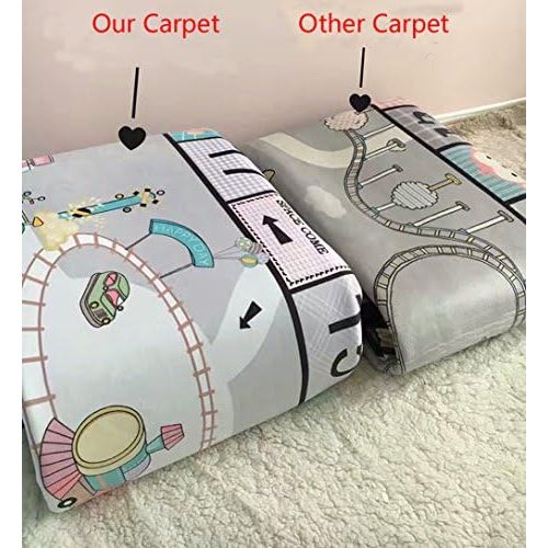  MAXYOYO Play Mat for Baby Grey Area Rug Foam Play Mat Living Room Floor Mats Baby Crawling Mats Climbing Pad Nursery Rug Carpet, Village, 59 by 79 Inches