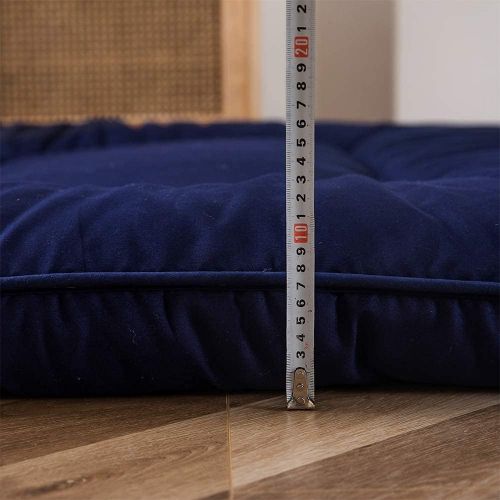  MAXYOYO Japanese Floor Mattress Futon Mattress, Thicken Tatami Mat Sleeping Pad Foldable Roll Up Mattress Boys Girls Dormitory Mattress Pad Kids Floor Lounger Pillow Bed, Navy, Twin Size