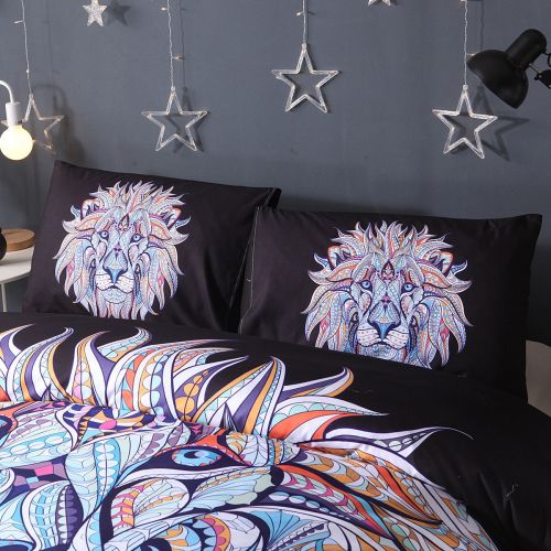  MAXYOYO 3-Piece Mandala Brown Horse Printed Duvet Cover Set King Size Included 1 Duvet Cover with 2 Pillow Shams, Bohemian Bedding Set Boho Comforter Set(Without Comforter)