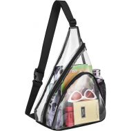 MAY TREE Clear Sling Bag Stadium Approved Transparent Shoulder Cross body Backpack Perfect for Work Travel Stadium and Concerts Black