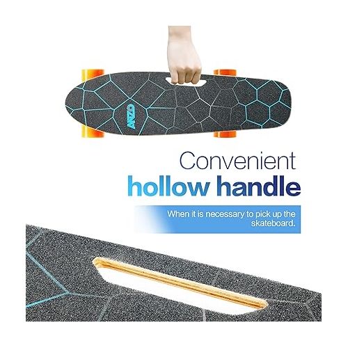  Small Electric Skateboard with Remote, 350W Brushless Motor/ 10 Mph Top Speed/ 8 Miles Range 7 Layers Maple Electric Longboard for Adults Teens Beginners, Easy Carry Handle Design