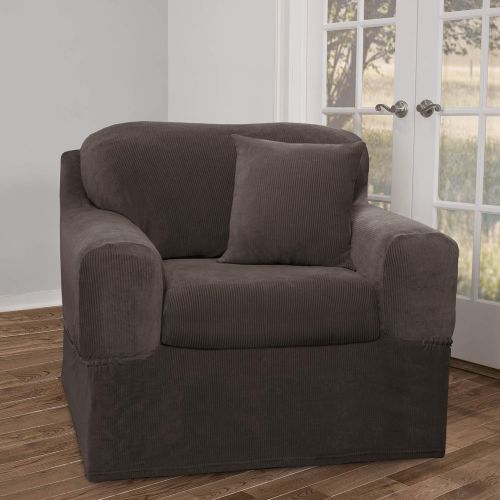  MAYTEX Collin Stretch 2 Piece Slipcover Chair, Mocha Brown