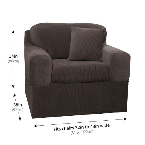  MAYTEX Collin Stretch 2 Piece Slipcover Chair, Mocha Brown