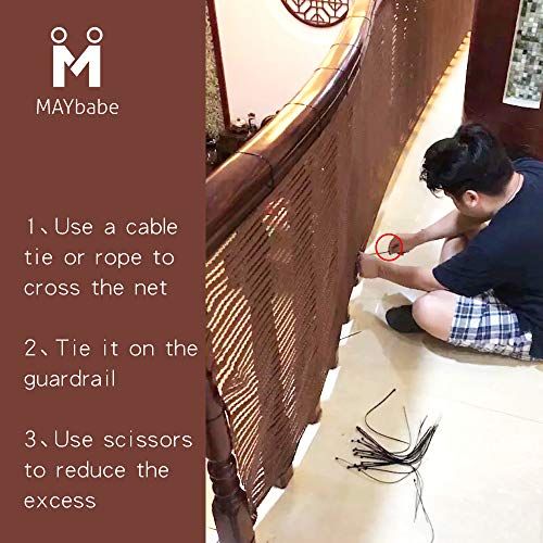  [아마존베스트]MAYbabe Child Safety Net-10ft x 2.6ft,Rail Balcony Banister, Stair Net, Safety for Kids/Toys/Pets.Patios or Balcony Use.Safety for Indoor&Outdoor.White/Brown/Black.