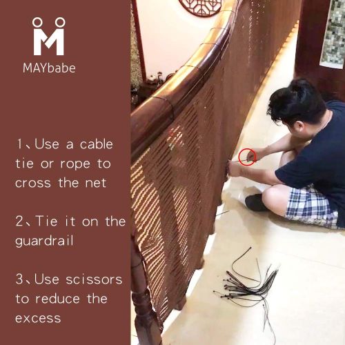  [아마존베스트]MAYbabe Child Safety Net-10ft x 2.6ft,Rail Balcony Banister, Stair Net, Safety for Kids/Toys/Pets.Patios or Balcony Use.Safety for Indoor&Outdoor.White/Brown/Black.