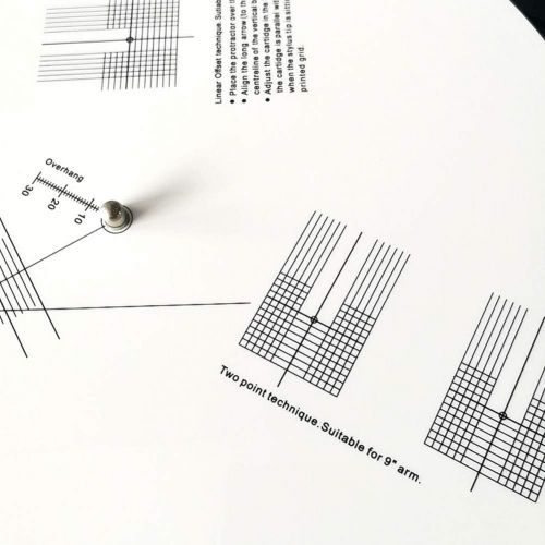  MAYiT Turntable Cartridge Alignment Protractor Mat, Anti-sliding LP Vinyl Record Pickup Calibration Plate Distance Gauge Protractor Adjustment Tool Ruler for Turntable Accessor