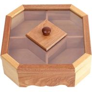 [아마존베스트]MAYiT Wooden Dried Fruit Box w/Transparent Lid, Tabletop Snack Storage Container, Multifunction Party Serving Platter for Candy/Dry Fruits/Nuts, No Compartments (Type 1 - S)