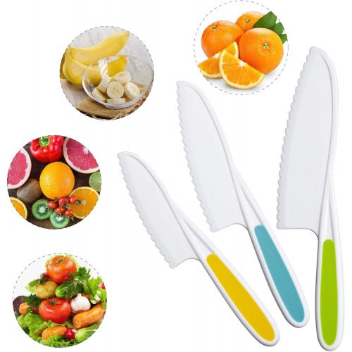  [아마존베스트]ADTIMEFC MAZYPO 8 Pieces Kids Kitchen Knife Set Plastic Knife - Kids Chef Nylon Knives Childrens Safe Cooking for Fruit, Bread, Cake, Salad, Lettuce Knife