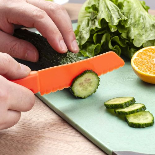  [아마존베스트]ADTIMEFC MAZYPO 8 Pieces Kids Kitchen Knife Set Plastic Knife - Kids Chef Nylon Knives Childrens Safe Cooking for Fruit, Bread, Cake, Salad, Lettuce Knife