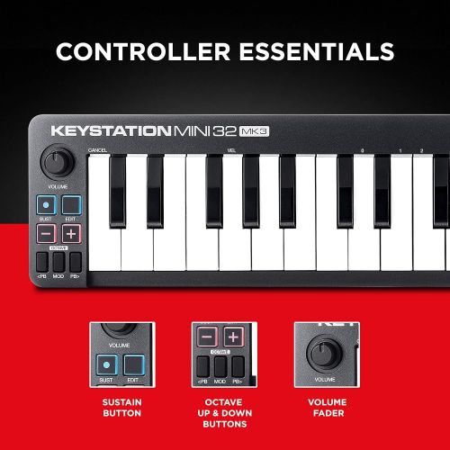  M Audio Keystation Mini 32 MK3 | Ultra Portable Mini USB MIDI Keyboard Controller With ProTools First | M Audio Edition and Xpand 2 by AIR Music Tech