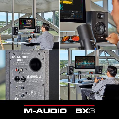  [아마존베스트]M-Audio BX3-120-Watt Powered Desktop Computer Speakers/Studio Monitors for Gaming, Music Production, Live Streaming and Podcasting (BX3 Pair)
