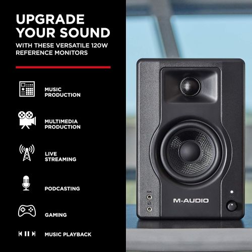  [아마존베스트]M-Audio BX3-120-Watt Powered Desktop Computer Speakers/Studio Monitors for Gaming, Music Production, Live Streaming and Podcasting (BX3 Pair)