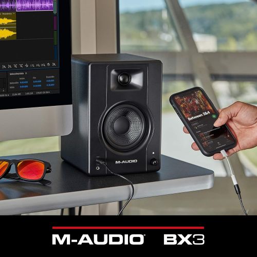  [아마존베스트]M-Audio BX3-120-Watt Powered Desktop Computer Speakers/Studio Monitors for Gaming, Music Production, Live Streaming and Podcasting (BX3 Pair)