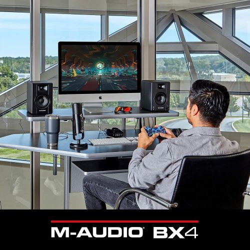  [아마존베스트]M-Audio BX4-120-Watt Powered Desktop Computer Speakers/Studio Monitors for Gaming, Music Production, Live Streaming and Podcasting (BX4 Pair)