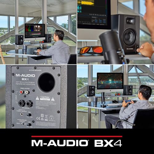  [아마존베스트]M-Audio BX4-120-Watt Powered Desktop Computer Speakers/Studio Monitors for Gaming, Music Production, Live Streaming and Podcasting (BX4 Pair)