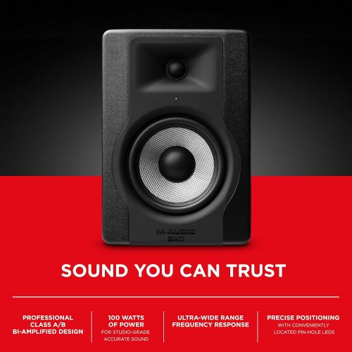  [아마존베스트]M-Audio BX5 D3 | Compact 2-Way 5 Active Studio Monitor Speaker for Music Production and Mixing With Onboard Acoustic Space Control, 1 piece