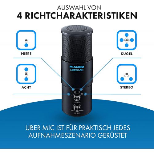  [아마존베스트]M-Audio Uber Mic - Professional USB Microphone with changeable directional pattern for YouTube, Podcast, Gaming and Music Production