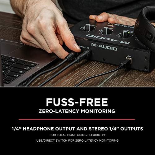  [아마존베스트]M-Audio M-Track - USB audio interface for recording, streaming and podcasting, with dual XLR, line & DI inputs, software package included.