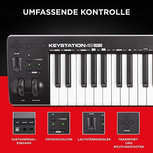  [아마존베스트]M-Audio Keystation MIDI Keyboard Controller, Pitch/Modulation Wheels + Universal Sustain Pedal with Piano Style Action