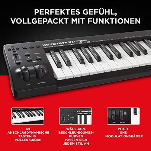  [아마존베스트]M-Audio Keystation MIDI Keyboard Controller, Pitch/Modulation Wheels + Universal Sustain Pedal with Piano Style Action