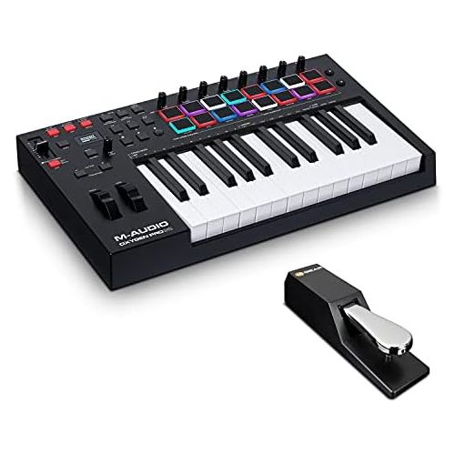  [아마존베스트]M-Audio Oxygen Pro 25 + SP-2 - USB MIDI controller with 25 velocity dynamic buttons, 16 velocity trigger pads + universal sustain pedal with piano style action