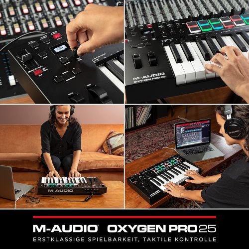  [아마존베스트]M-Audio Oxygen Pro 25 + SP-2 - USB MIDI controller with 25 velocity dynamic buttons, 16 velocity trigger pads + universal sustain pedal with piano style action