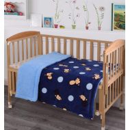 MB Home Linen MB Collection Kids Soft & Warm Navy Blue, Blue Monkey Design Sherpa Baby Toddler Boy Blanket Printed Borrego Stroller or Baby Crib or Toddler Bed Blanket Plush Throw 40X50# Blue Mo