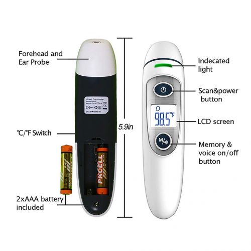  MBEN Ear and Forehead Thermometer, Digital Infrared Thermometer for Baby, Adult and Home Care, Instant Reading and Improved Accuracy Heat Alarm, Fast Reading