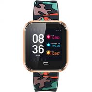 MBHB Fitness Tracker, Superior Heart Rate/Blood Pressure/Sleep Monitor, Anti-Scratch Smart Wristband for iOS Android Smartphones (S Gold Camouflage)