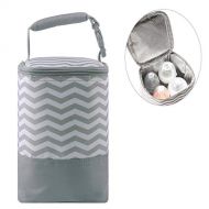 [아마존베스트]MBJERRY Insulated Baby Bottle Tote Bags - Size Upgrade Breastmilk Storage Bag Multipurpose Baby Bottle Cooler Bag (Gray Wavy Stripes,Fits up to 4 Large 8 Oz. Bottles)