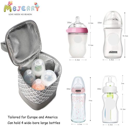  [아마존베스트]MBJERRY Insulated Baby Bottle Tote Bags - Size Upgrade Breastmilk Storage Bag Multipurpose Baby Bottle Cooler Bag (Gray Wavy Stripes,Fits up to 4 Large 8 Oz. Bottles)