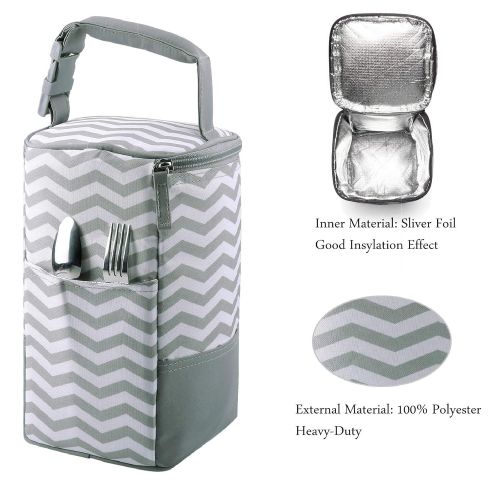  [아마존베스트]MBJERRY Insulated Baby Bottle Tote Bags - Size Upgrade Breastmilk Storage Bag Multipurpose Baby Bottle Cooler Bag (Gray Wavy Stripes,Fits up to 4 Large 8 Oz. Bottles)