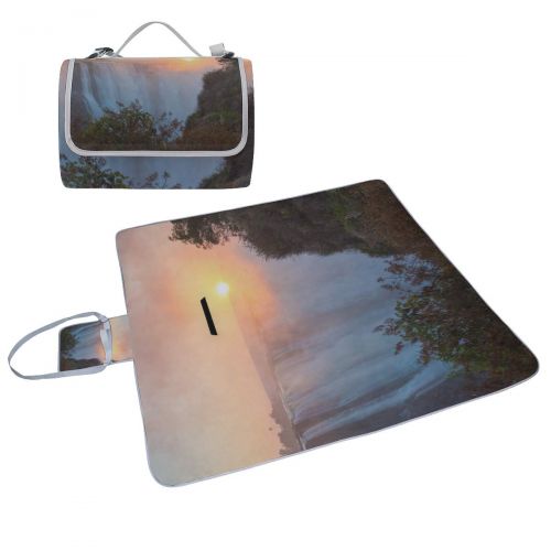  MBVFD Landscape Sunset at Victoria Falls Picnic Mat 57（144cm） x59 (150cm Picnic Blanket Beach Mat with Waterproof for Kids Picnic Beaches and Outdoor Folded Bag