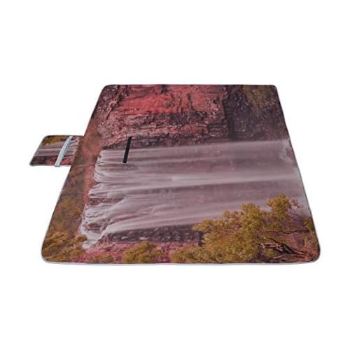  MBVFD Landscape Sunset at Victoria Falls Picnic Mat 57（144cm） x59 (150cm Picnic Blanket Beach Mat with Waterproof for Kids Picnic Beaches and Outdoor Folded Bag