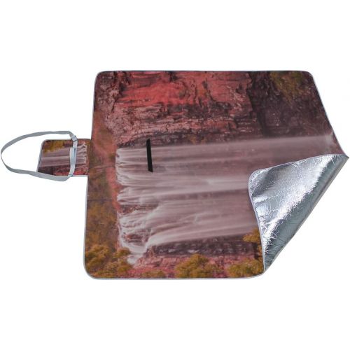  MBVFD Landscape Sunset at Victoria Falls Picnic Mat 57（144cm） x59 (150cm Picnic Blanket Beach Mat with Waterproof for Kids Picnic Beaches and Outdoor Folded Bag