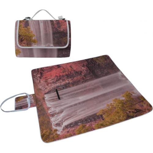  MBVFD Landscape Sunset at Victoria Falls Picnic Mat 57（144cm） x59 (150cm Picnic Blanket Beach Mat with Waterproof for Kids Picnic Beaches and Outdoor Folded Bag