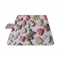 MBVFD Set of Cute Gingerbread Cookie Picnic Mat 57（144cm） x59 (150cm Picnic Blanket Beach Mat with Waterproof for Kids Picnic Beaches and Outdoor Folded Bag