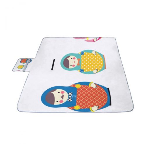  MBVFD Set of Russian Nesting Dolls Picnic Mat 57（144cm） x59 (150cm Picnic Blanket Beach Mat with Waterproof for Kids Picnic Beaches and Outdoor Folded Bag