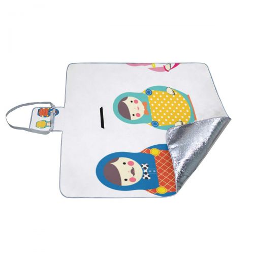  MBVFD Set of Russian Nesting Dolls Picnic Mat 57（144cm） x59 (150cm Picnic Blanket Beach Mat with Waterproof for Kids Picnic Beaches and Outdoor Folded Bag