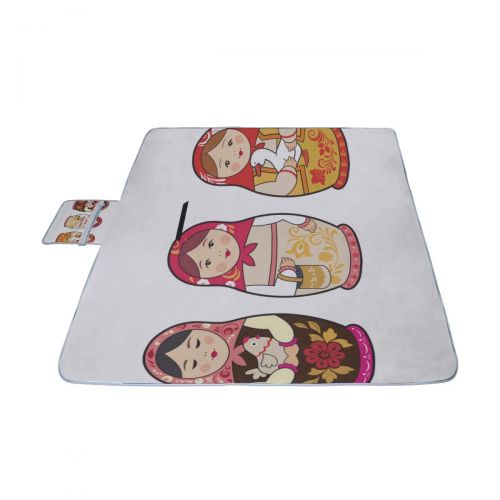  MBVFD Set of Russian Nesting Dolls Picnic Mat 57（144cm） x59 (150cm Picnic Blanket Beach Mat with Waterproof for Kids Picnic Beaches and Outdoor Folded Bag