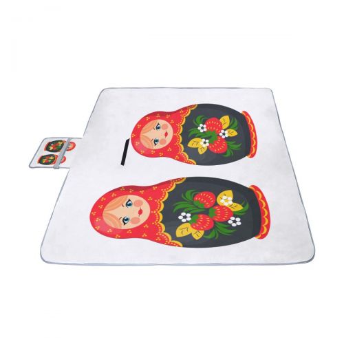  MBVFD Set of Russian Nesting Dolls Picnic Mat 57（144cm） x59 (150cm Picnic Blanket Beach Mat with Waterproof for Kids Picnic Beaches and Outdoor Folded Bag