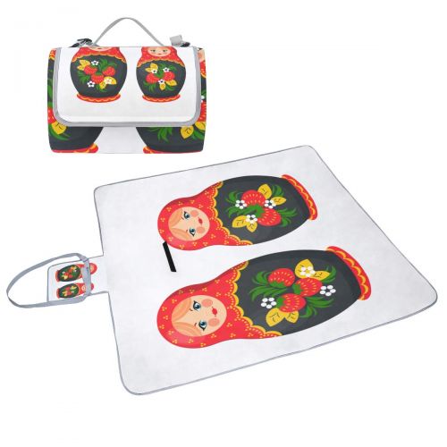  MBVFD Set of Russian Nesting Dolls Picnic Mat 57（144cm） x59 (150cm Picnic Blanket Beach Mat with Waterproof for Kids Picnic Beaches and Outdoor Folded Bag